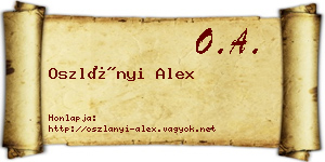 Oszlányi Alex névjegykártya